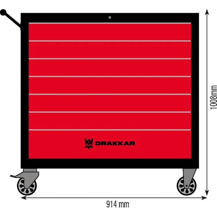 Carro de Ferramentas XXL 7 Gavetas DRAKKAR Tampo de Madeira 260kg