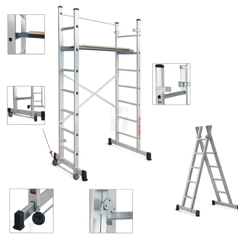 Andaime Móvel de Alumínio LIT 2x7 Degraus Altura de Trabalho 4.25m