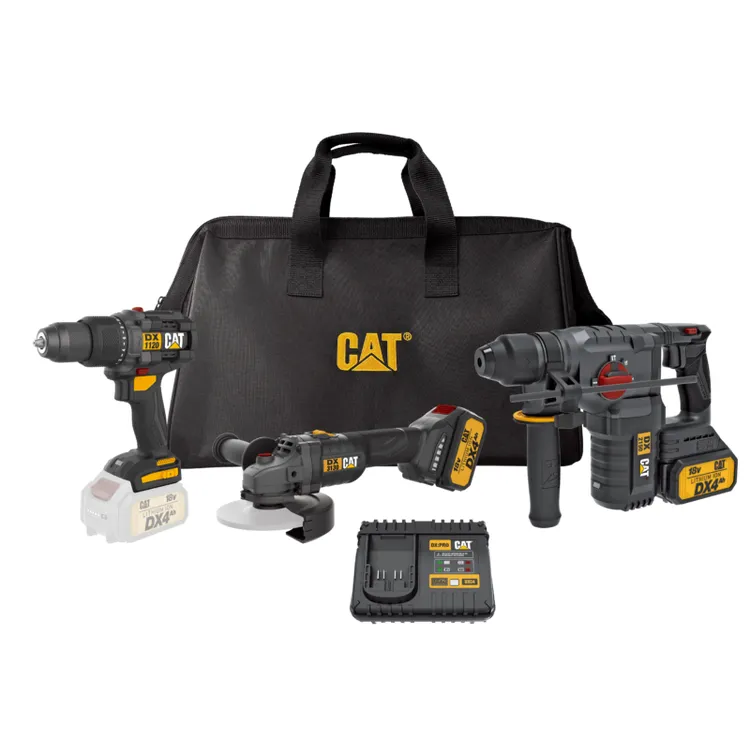Kit de Ferramentas a Bateria 18V CAT com 3 Máquinas e 2 Baterias 4.0Ah Kit de Ferramentas a Bateria 18V CAT com 3 Máquinas e 2 Baterias 4.0Ah