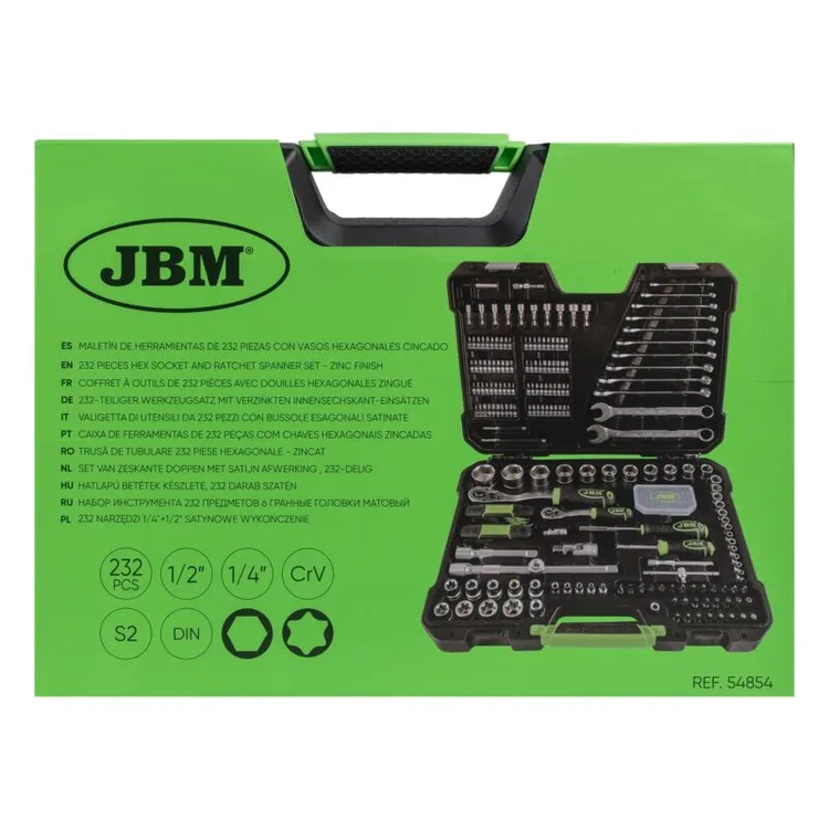 Mala de Ferramentas 232 Peças Hexagonal JBM 232 Peças Aço CrV/S2