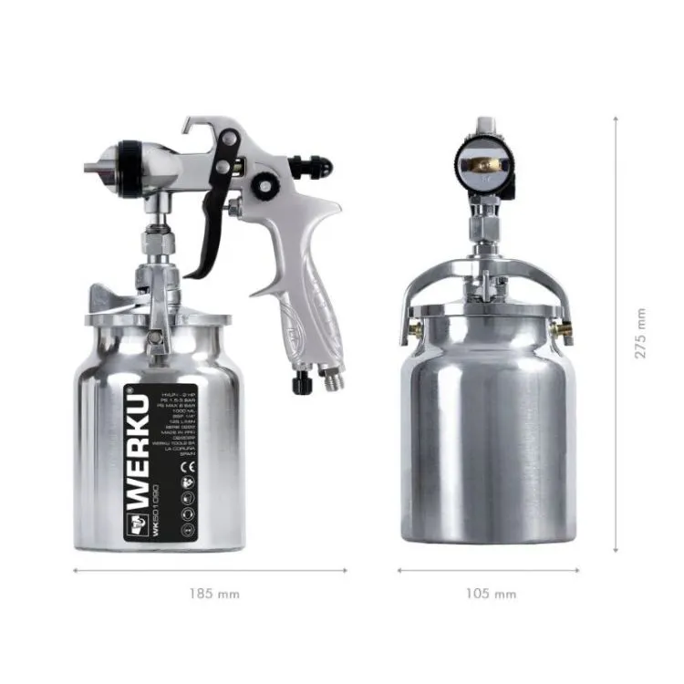 PISTOLA DE PINTAR C/ COPO 1000ML HVLP-II WERKU