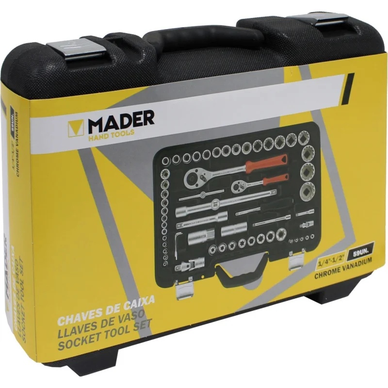 Jogo de Chaves de Caixa 1/2" - 1/4" MADER 59 Peças