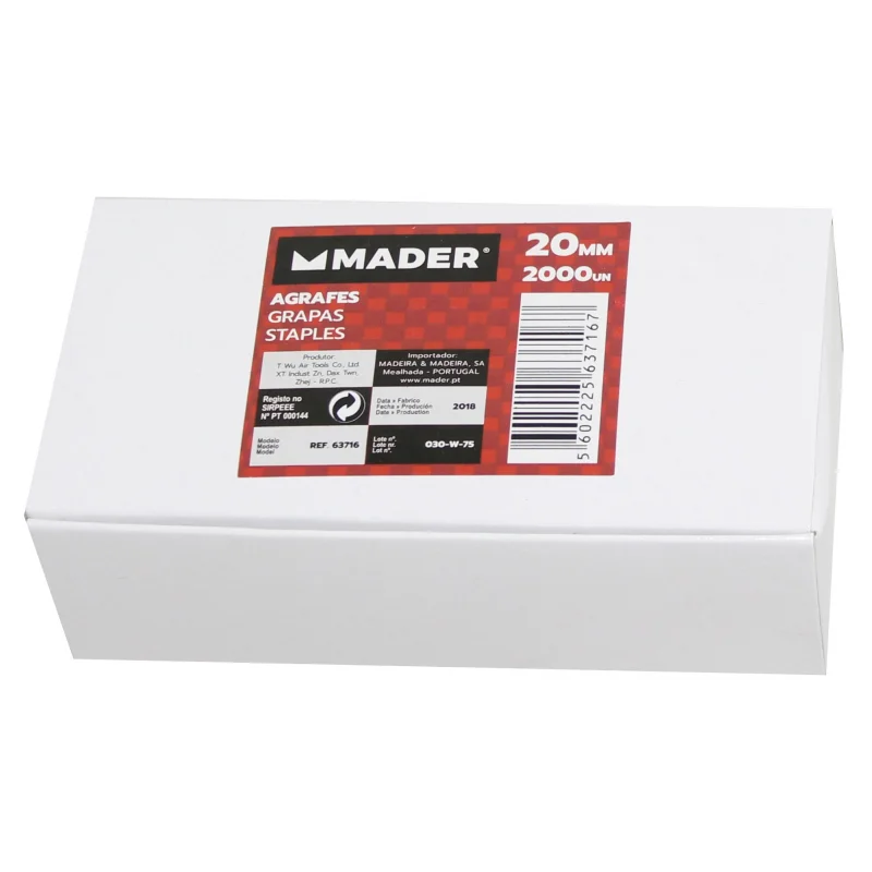 AGRAFES PARA MÁQUINA DE AGRAFAR PNEUMÁTICA 20MM MADER