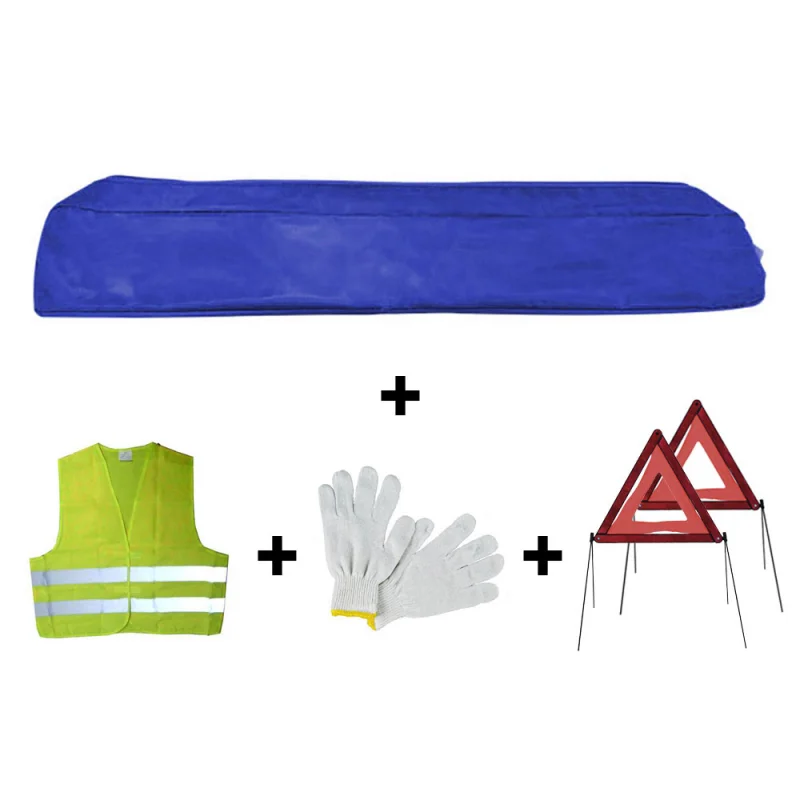 Kit de Emergência com Saco Azul JBM 2 Triângulos Coletes e Luvas Kit de Emergência com Saco Azul JBM 2 Triângulos Coletes e Luvas