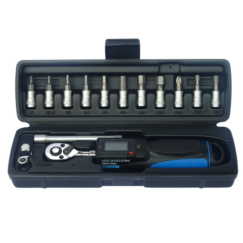 Chave Dinamométrica Digital TOOLHUB 1/4" 15 Peças 6-30Nm 200mm Chave Dinamométrica Digital TOOLHUB 1/4" 15 Peças 6-30Nm 200mm