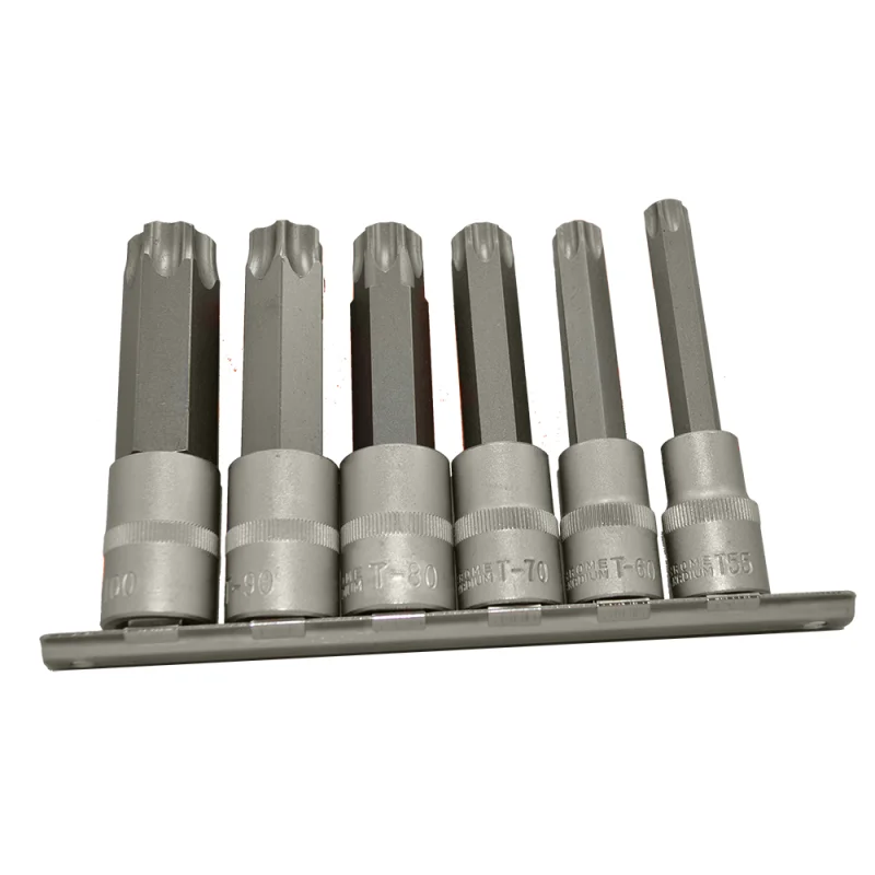 Jogo de Pontas Torx 1/2" Toolhub 6 Peças T55 - T100 Jogo de Pontas Torx 1/2" Toolhub 6 Peças T55 - T100