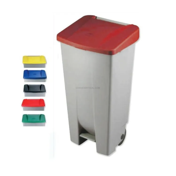 CAIXOTE DE LIXO COM PEDAL TAMPA VERMELHA 120LT