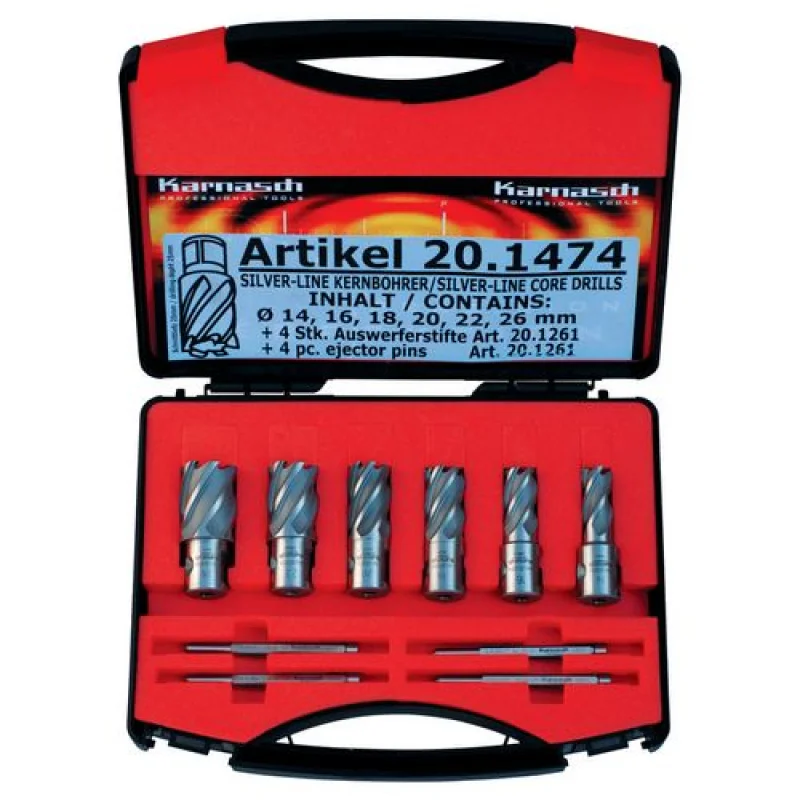 BROCA DE NÚCLEO KIT SILVER-LINE25MMØ14,16,18,22,22,26MM METALLKRAFT BROCA DE NÚCLEO KIT SILVER-LINE25MMØ14,16,18,22,22,26MM METALLKRAFT