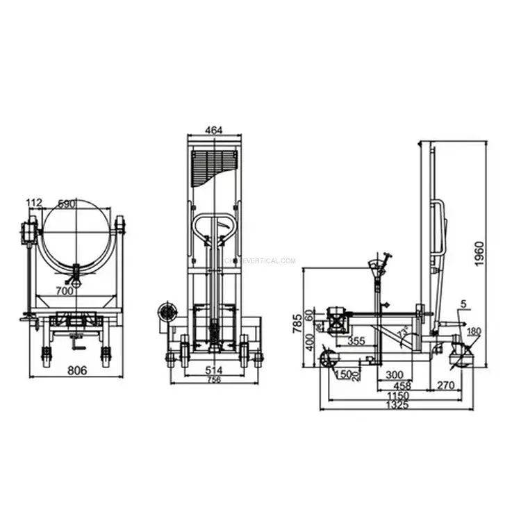 Empilhador Manual para Barris GAYNER 210 Litros 1350mm