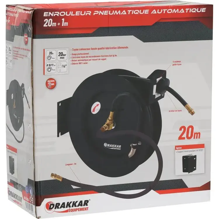 Enrolador automático metálico DRAKKAR AR 20m 20bar 10x15mm