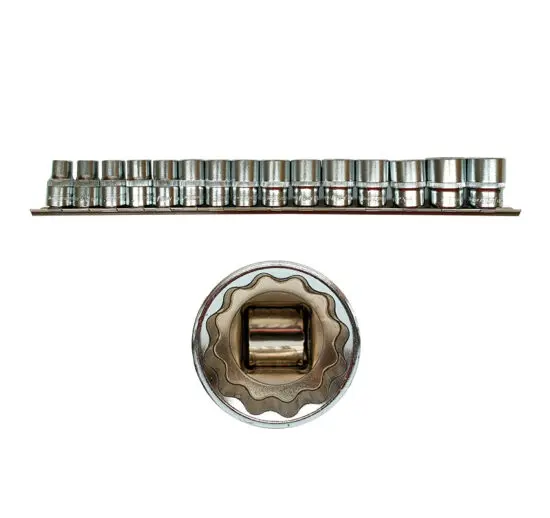 Jogo de Chaves de Caixa Curtas TOOLHUB 1/2″ DR 12 Faces 15 Peças Jogo de Chaves de Caixa Curtas TOOLHUB 1/2″ DR 12 Faces 15 Peças