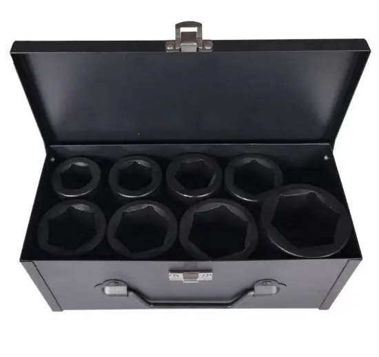 Jogo de Chaves de Caixa de Impacto Longas TOOLHUB 1″DR 6 Faces 8 Peças