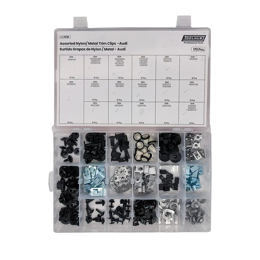 Conjunto de Grampos de Nylon para Audi TOOLHUB 170 Peças Conjunto de Grampos de Nylon para Audi TOOLHUB 170 Peças
