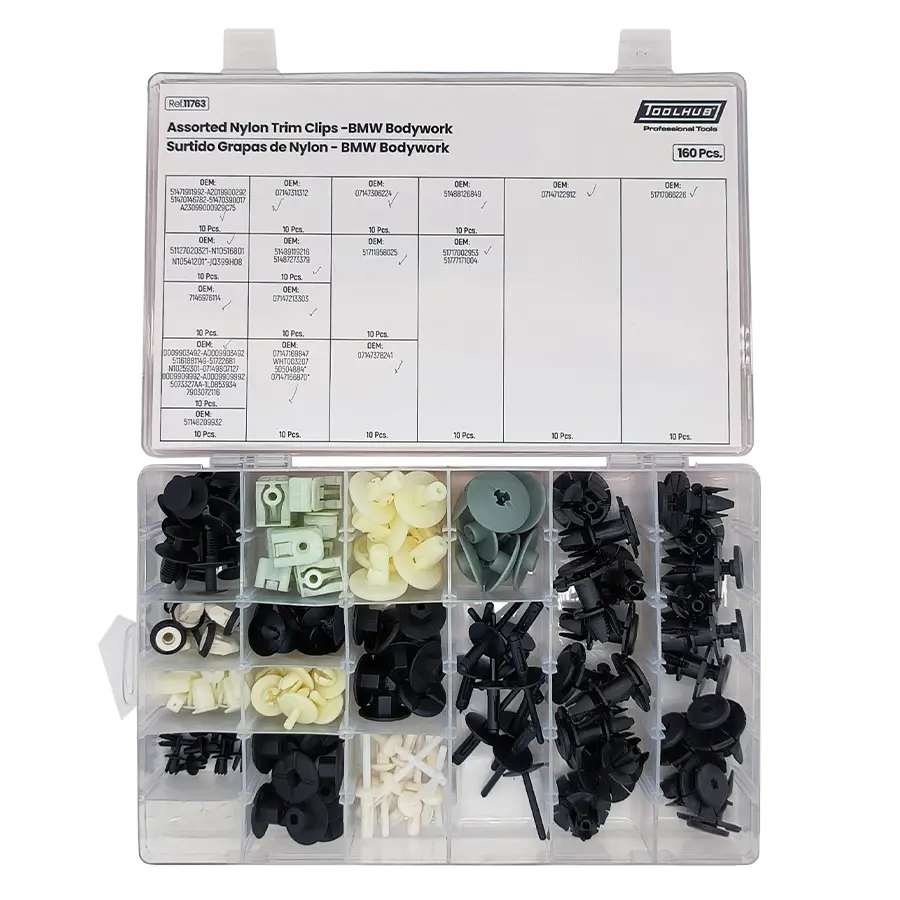 Conjunto de Grampos de Nylon para Carroçaria BMW TOOLHUB 160 Peças Conjunto de Grampos de Nylon para Carroçaria BMW TOOLHUB 160 Peças