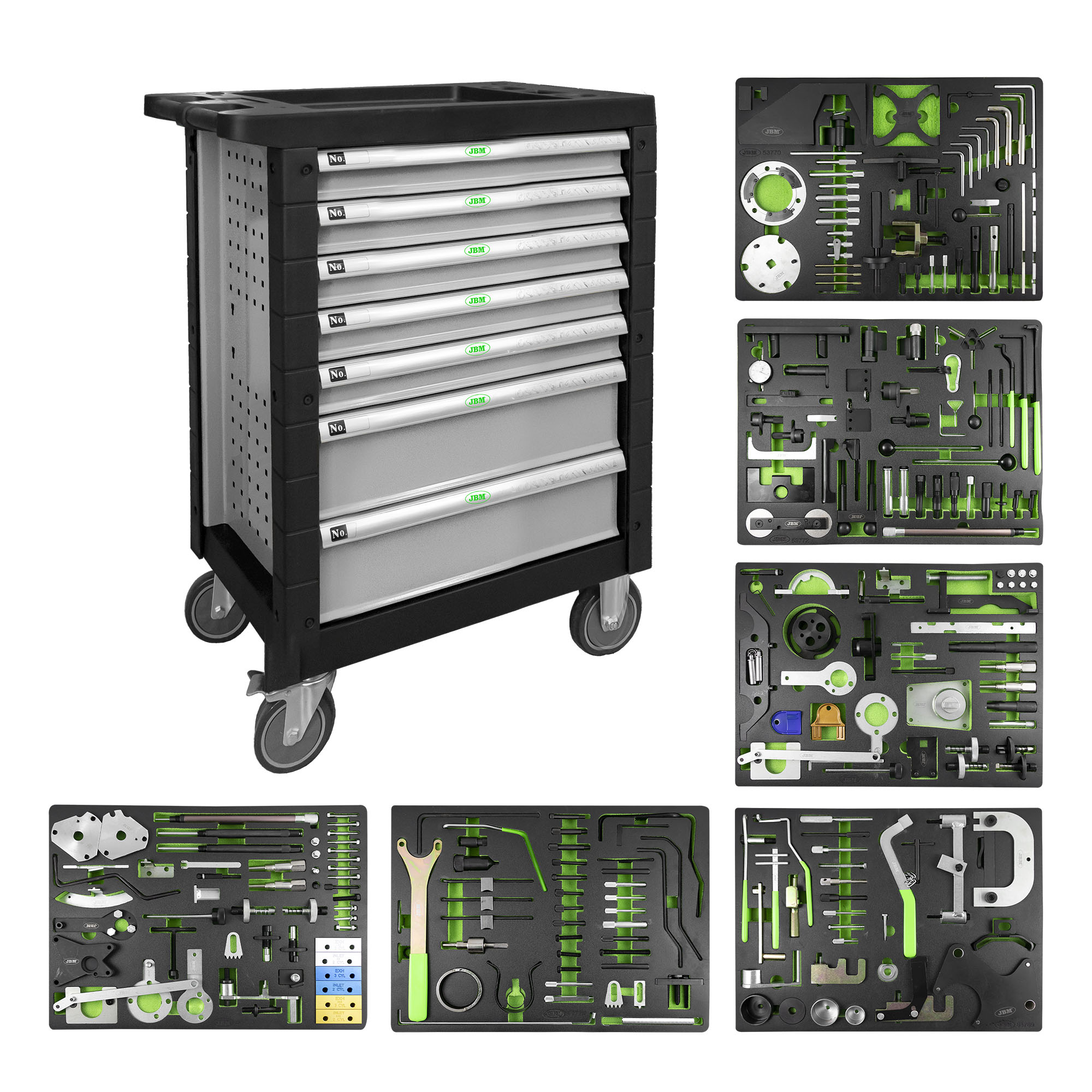 Carro de Ferramentas JBM com Kits de Calado 7 Gavetas 250 Peças Carro de Ferramentas JBM com Kits de Calado 7 Gavetas 250 Peças