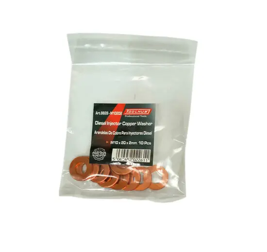 Anilhas de Cobre para Injetores Diesel TOOLHUB M10 10 Peças 20x2mm Anilhas de Cobre para Injetores Diesel TOOLHUB M10 10 Peças 20x2mm
