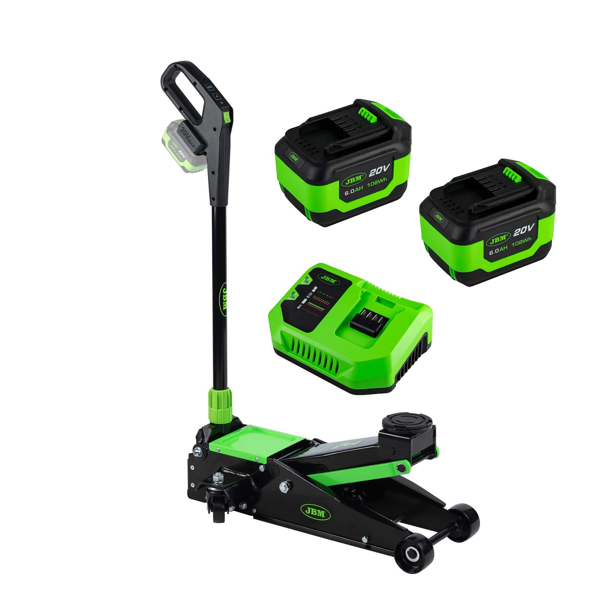 Macaco Hidráulico de Rodas JBM 3T a Bateria com 2 Baterias e Carregador Macaco Hidráulico de Rodas JBM 3T a Bateria com 2 Baterias e Carregador