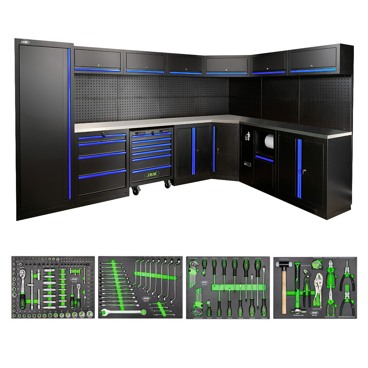 Conjunto de Mobiliário Modular de Oficina JBM 43 Peças Inox e Aço