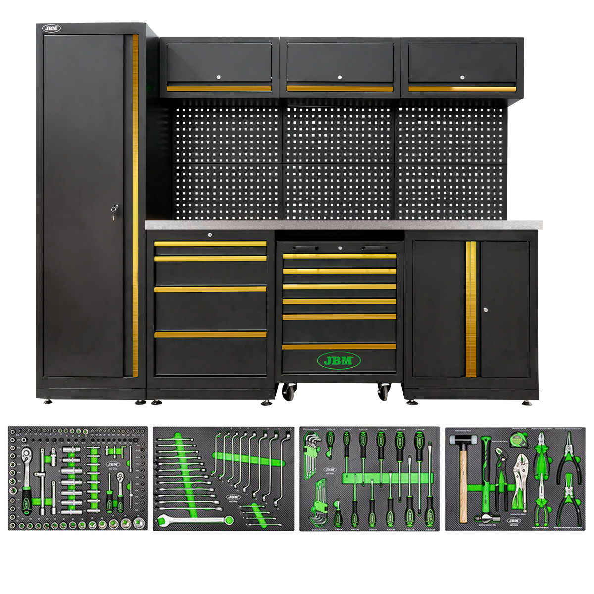 Conjunto de Mobiliário Modular de Oficina 18 Peças JBM 2640x500x1950mm Conjunto de Mobiliário Modular de Oficina 18 Peças JBM 2640x500x1950mm