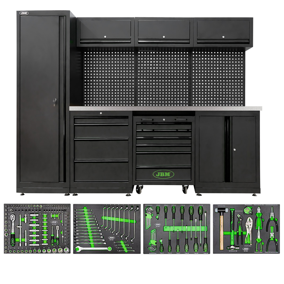 Conjunto de Mobiliário Modular de Oficina JBM 18 Peças 2640x500x1950mm Conjunto de Mobiliário Modular de Oficina JBM 18 Peças 2640x500x1950mm