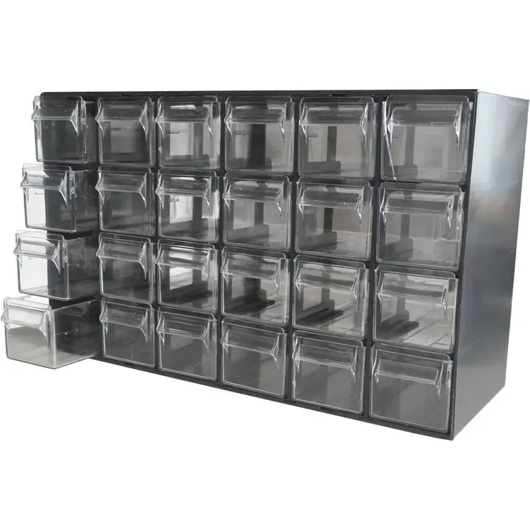 Armário de Armazenamento em Plástico RAACO 24 Gavetas 377x142x228mm Armário de Armazenamento em Plástico RAACO 24 Gavetas 377x142x228mm