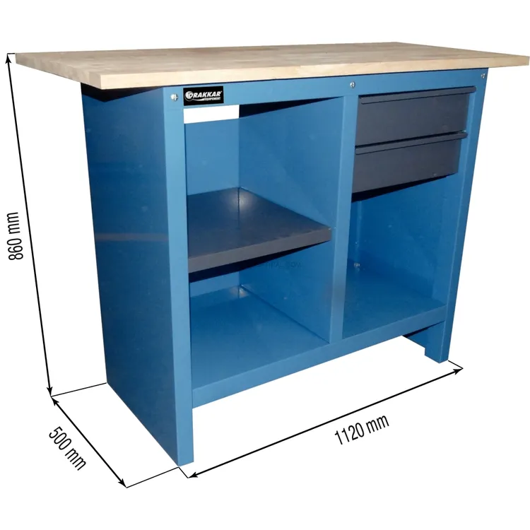 Bancada de Trabalho DRAKKAR 1120x500mm 500kg 2 Gavetas