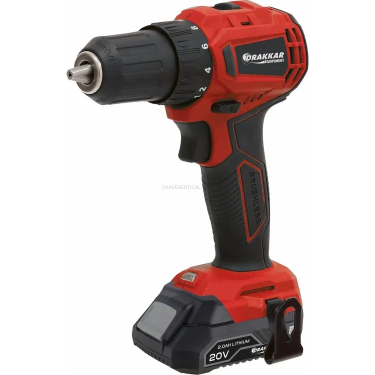 Berbequim Aparafusador Brushless DRAKKAR 20V 40Nm 2 Velocidades