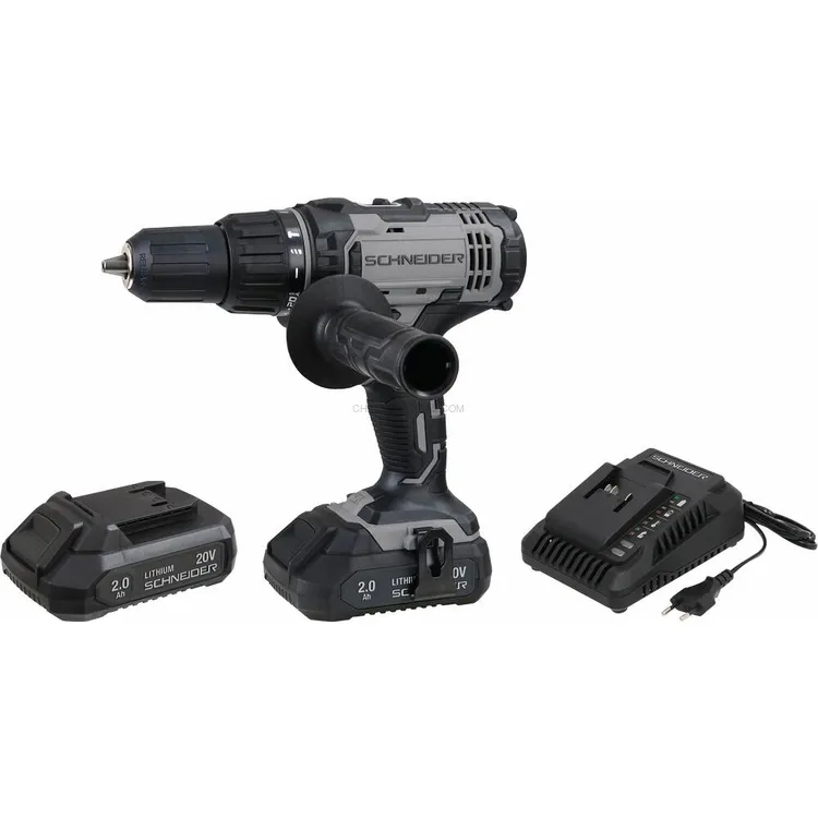 Berbequim Aparafusador de Percussão SCHNEIDER 20V 50Nm com 2 Baterias 2Ah