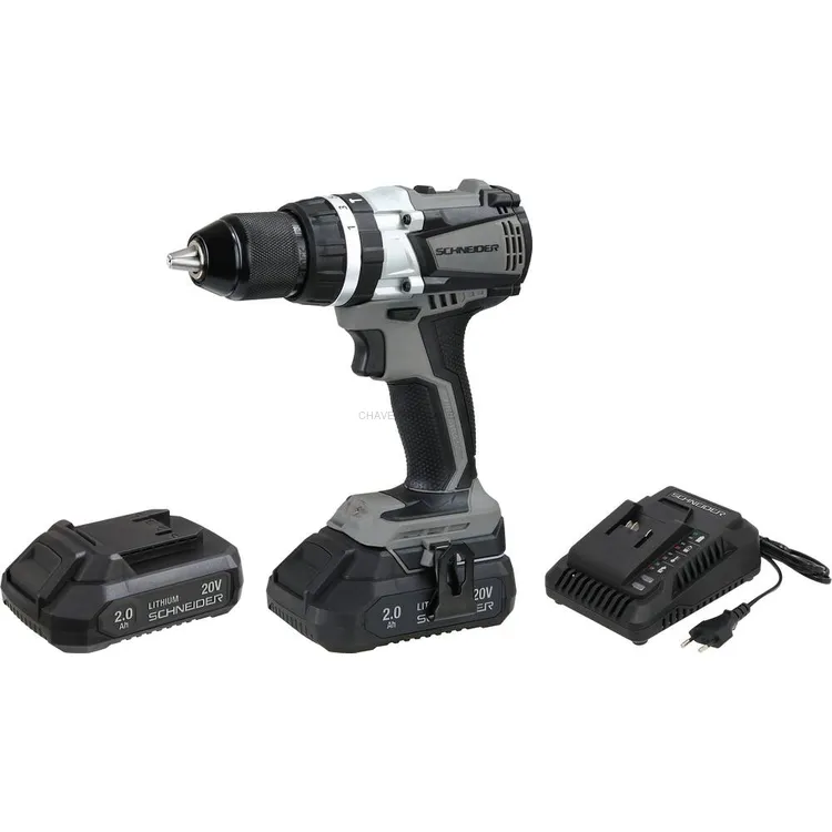 Berbequim Aparafusador de Percussão SCHNEIDER 20V 60Nm 2x2Ah