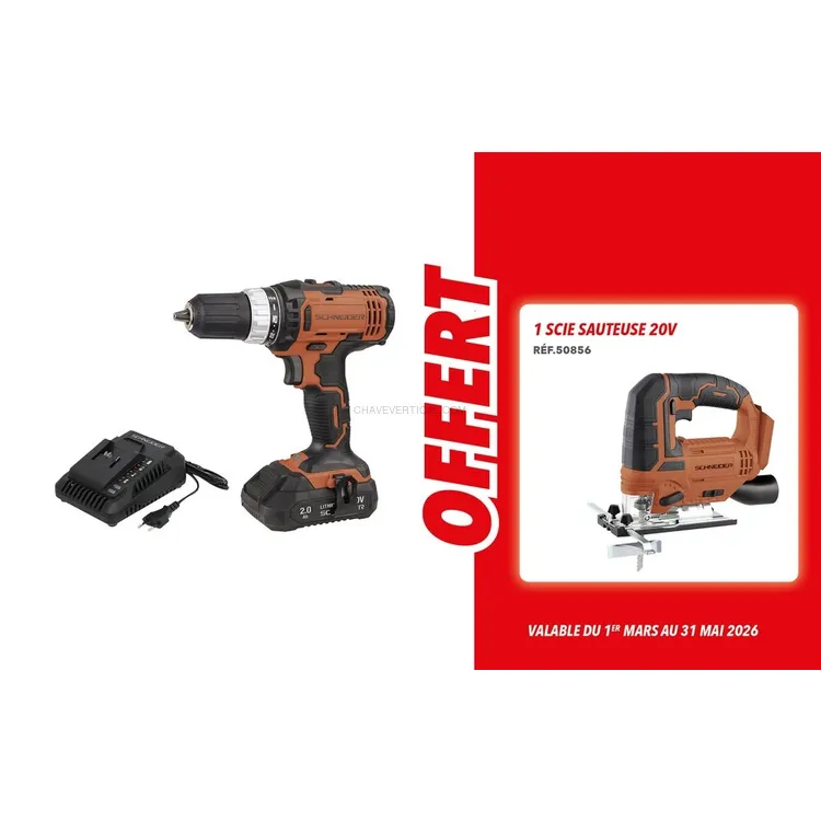 Berbequim Aparafusador SCHNEIDER 20V 35Nm 2 Baterias 2Ah