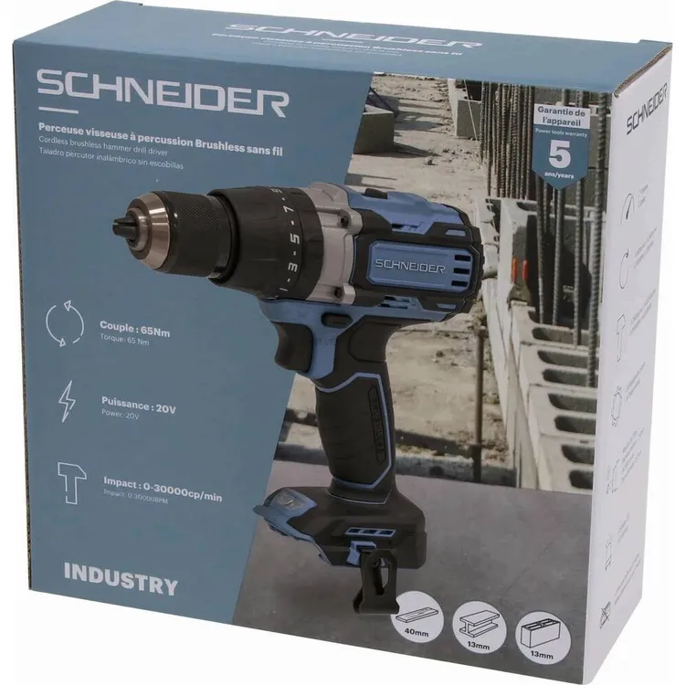 Berbequim Aparafusadora de Percussão SCHNEIDER Brushless 20V 60Nm