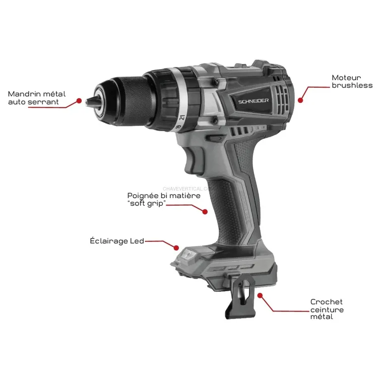 Berbequim Aparafusadora de Percussão SCHNEIDER Brushless 20V 60Nm