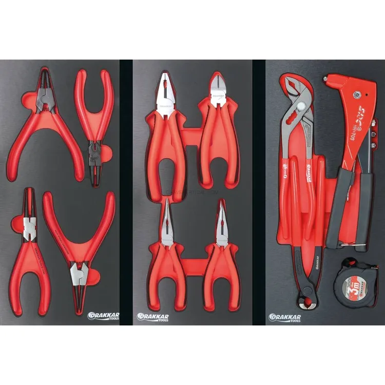 Carrinho de oficina 7 gavetas com 198 ferramentas DRAKKAR 12 módulos 250 kg capacidade