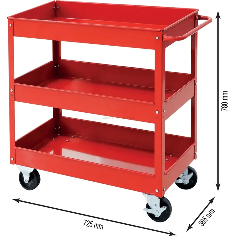 Carrinho de Oficina Metálico DRAKKAR 3 Prateleiras 725x365x780mm