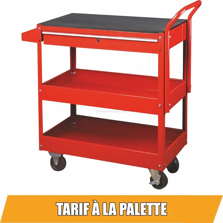 Carrinho de Oficina Metálico DRAKKAR 3 Prateleiras e 1 Gaveta 935x395x956mm Carrinho de Oficina Metálico DRAKKAR 3 Prateleiras e 1 Gaveta 935x395x956mm