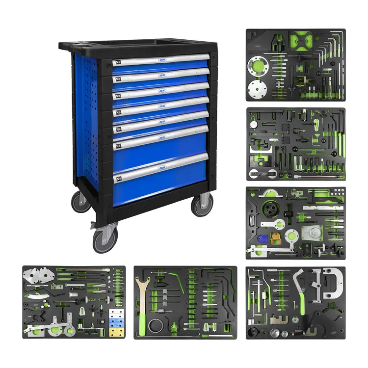 Carro de Ferramentas com Kit de Calado JBM 7 Gavetas 250 Peças Azul Carro de Ferramentas com Kit de Calado JBM 7 Gavetas 250 Peças Azul