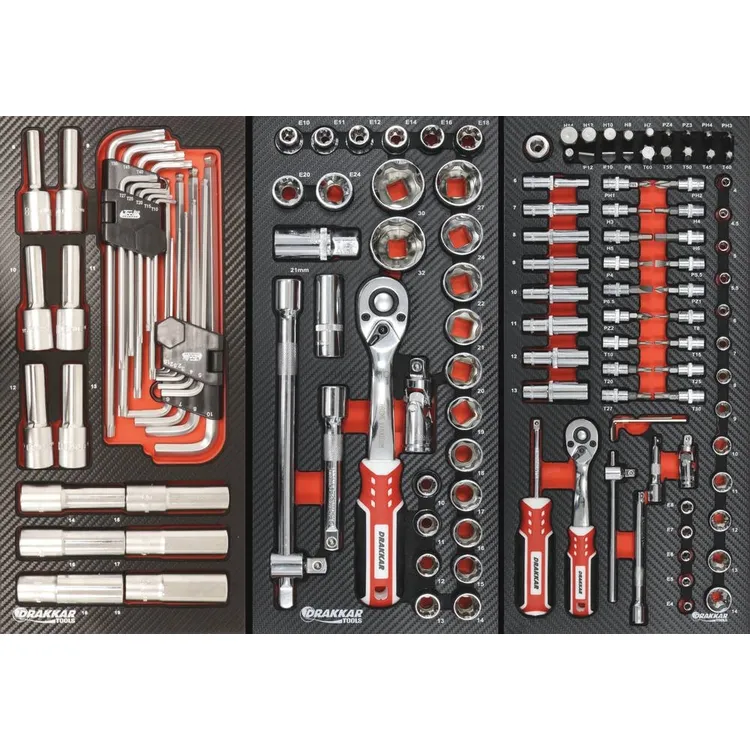 Carro de Ferramentas DRAKKAR 7 Gavetas 188 Peças com Módulos de Carbono