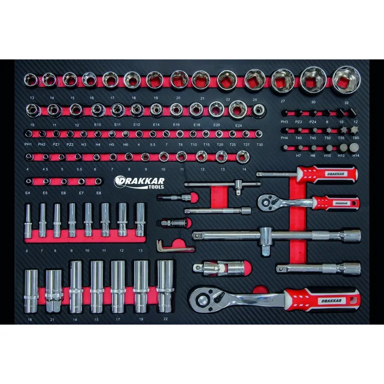 Carro de Ferramentas DRAKKAR 7 Gavetas com 176 Peças 675x450x980mm