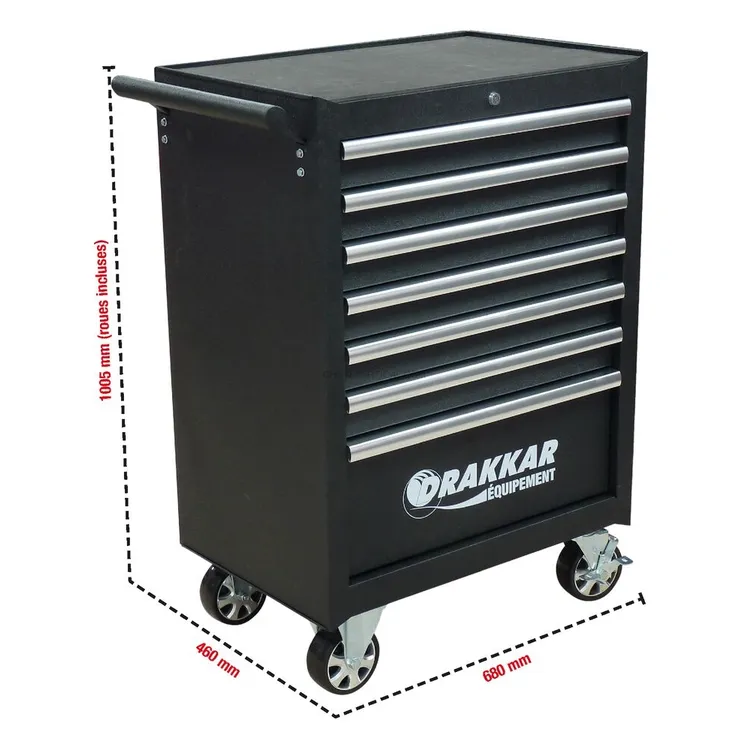 Carro de Ferramentas DRAKKAR 7 Gavetas com 176 Peças 680x460x1005mm