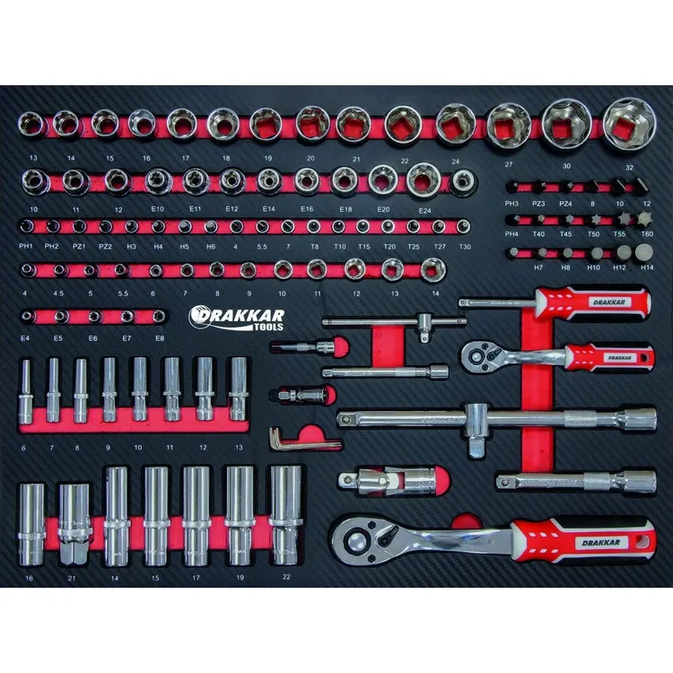 Carro de Ferramentas DRAKKAR 7 Gavetas com 176 Peças 680x460x1005mm