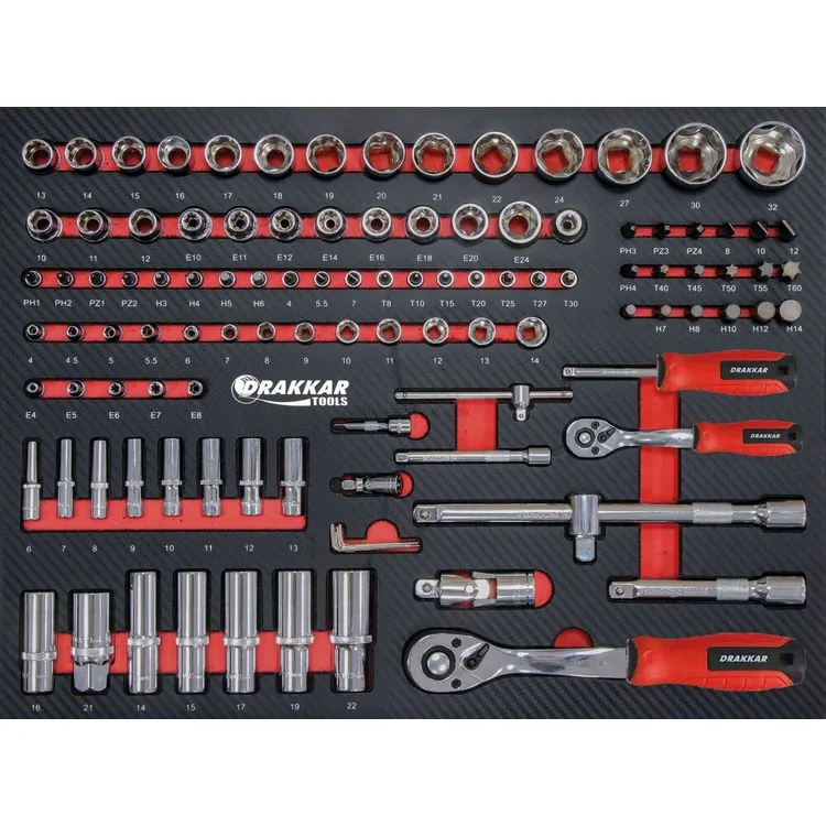 Carro de Ferramentas DRAKKAR 8 Gavetas com 176 Peças 770x465x970mm
