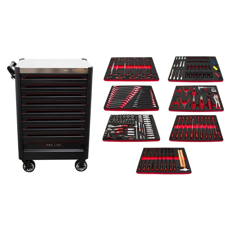 Carro de Ferramentas Proline KROFTOOLS 9 Gavetas 318 Peças Carro de Ferramentas Proline KROFTOOLS 9 Gavetas 318 Peças