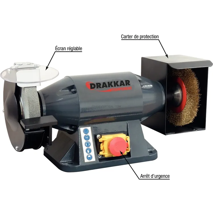 Esmeriladora de Bancada DRAKKAR 230V 520W 150mm Mó/Escova