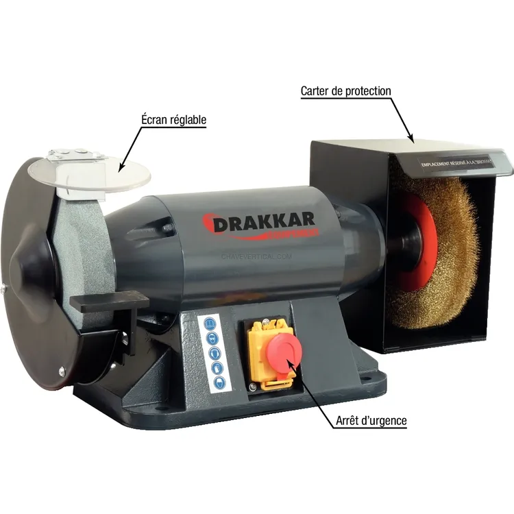 Esmeriladora de Bancada DRAKKAR 230V 900W 200mm Mó/Escova