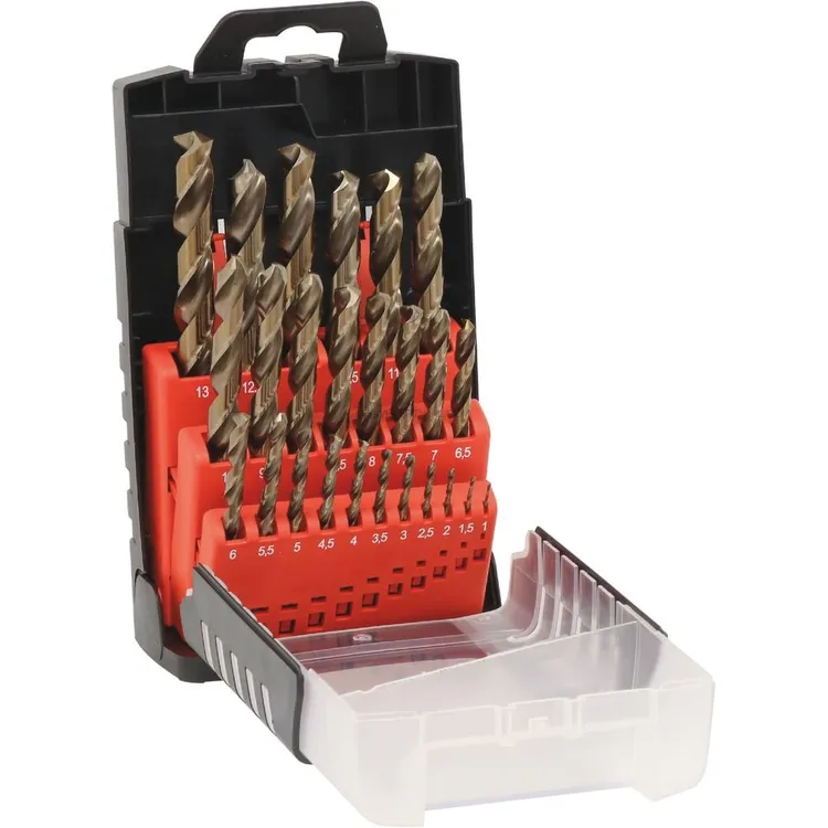 Jogo de 25 Brocas HSS Cobalto DRAKKAR 1 a 13mm em Caixa PVC