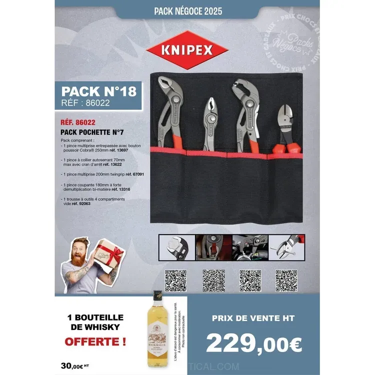 Jogo de 4 Alicates KNIPEX PN N°18 com Estojo e Oferta de Whisky Jogo de 4 Alicates KNIPEX PN N°18 com Estojo e Oferta de Whisky