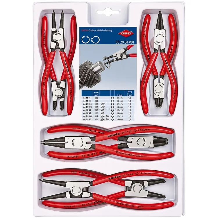 Jogo de Alicates para Freios Circlips KNIPEX 8 Peças 210mm CrV