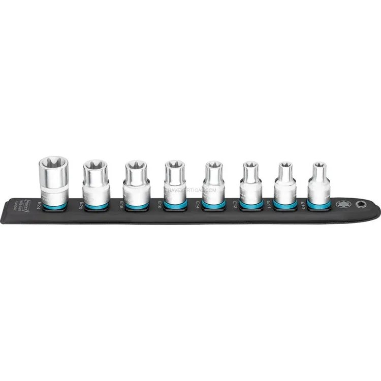 Jogo de Chaves de Caixa Torx HAZET 1/2″ E10-E24 8 Peças Jogo de Chaves de Caixa Torx HAZET 1/2″ E10-E24 8 Peças