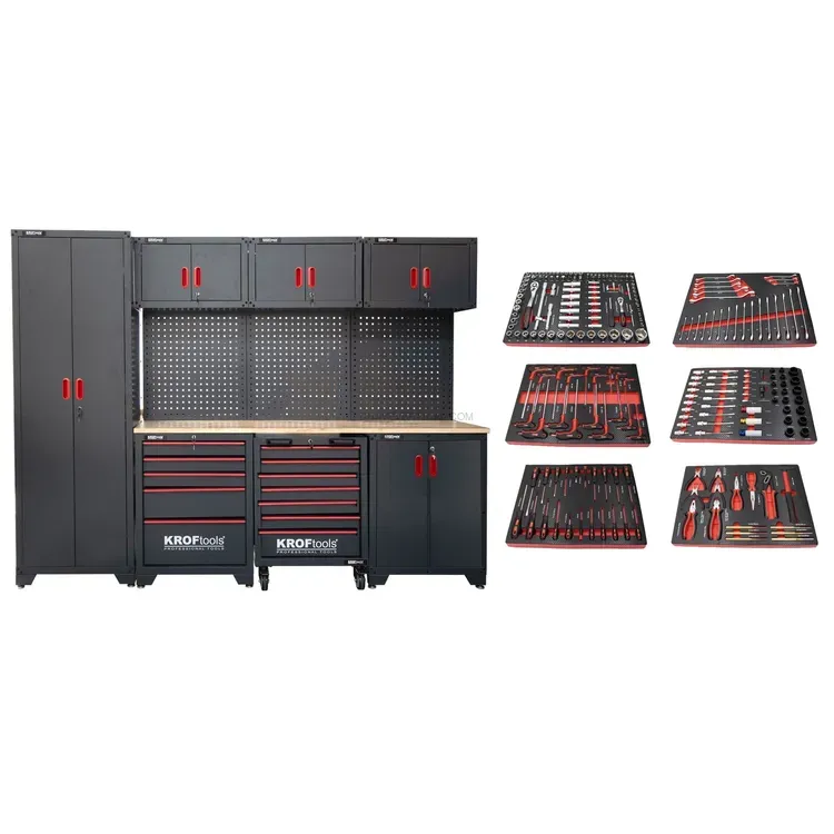 Kit de Mobiliário de Oficina Modular KROFTOOLS 2640x457x1981mm Kit de Mobiliário de Oficina Modular KROFTOOLS 2640x457x1981mm