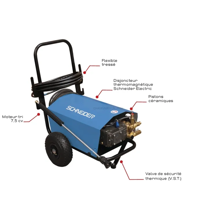 Lavadora de Alta Pressão Água Fria SCHNEIDER 380V 200 bar 15 l/min com Mangueira 10m